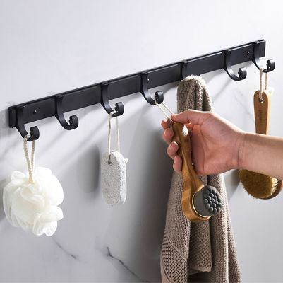 Aluminum Alloy Wall Mounted Hooks Rack Slipable With 8 Hangers