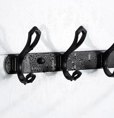 Matt Black Stainless Steel Robe Hooks , Baking Paint Wall Mounted Entryway Coat Rack