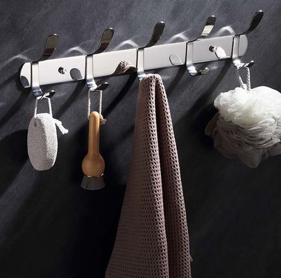 Wall Mount SS304 Stainless Steel Coat Rack With Polished Brushed Finish Waterproof