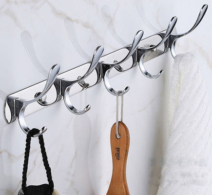 Modern Stainless Steel Robe Hooks , 8 Hook Wall Mounted Coat Rack For Entryway