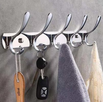 Modern Stainless Steel Robe Hooks , 8 Hook Wall Mounted Coat Rack For Entryway