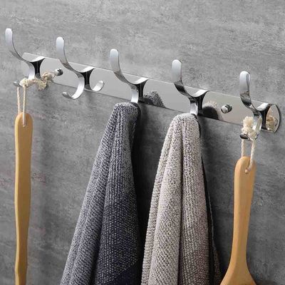Modern Stainless Steel Robe Hooks , 8 Hook Wall Mounted Coat Rack For Entryway