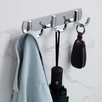 Chrome Plating Silver Stainless Steel Robe Hooks For Hanging Coats OEM