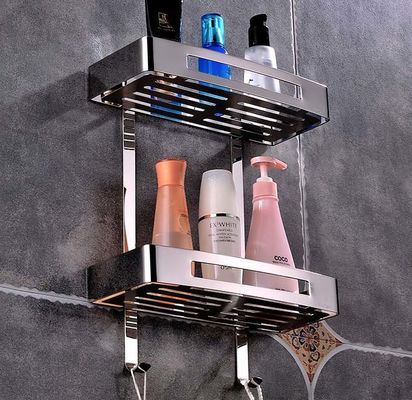 Mirror Polishing Silver Wall Mounted Bathroom Shelf SUS304 Stainless Steel Material