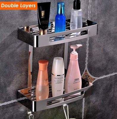 Mirror Polishing Silver Wall Mounted Bathroom Shelf SUS304 Stainless Steel Material