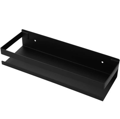 Durable Rustproof Wall Mounted Bathroom Shelf Rectangular Matte Black Color