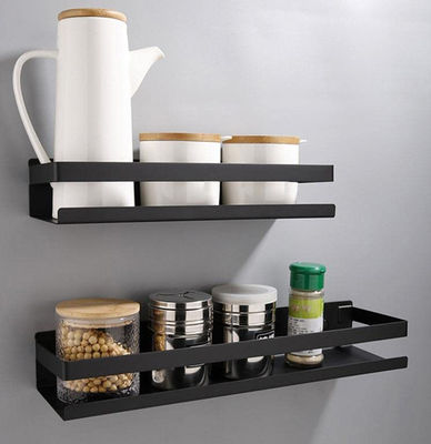 Durable Rustproof Wall Mounted Bathroom Shelf Rectangular Matte Black Color