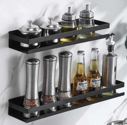 Durable Rustproof Wall Mounted Bathroom Shelf Rectangular Matte Black Color