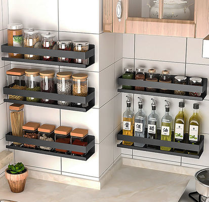 Durable Rustproof Wall Mounted Bathroom Shelf Rectangular Matte Black Color