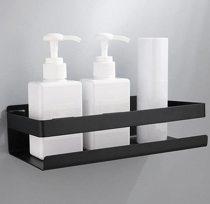 Durable Rustproof Wall Mounted Bathroom Shelf Rectangular Matte Black Color