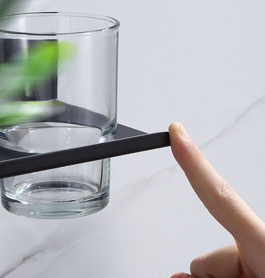 Multifunctional Wall Mounted Toothbrush Holder Matte Black Color ODM