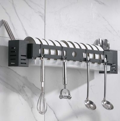 Stainless Steel Kitchen Utensil Holder Wall Mounted Matte Black Color OEM ODM