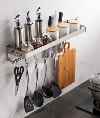 Multifunctional Wall Mounted Kitchen Shelf Stainless Steel 304 Material For Spice Storage