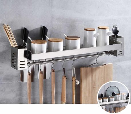 Multifunctional Wall Mounted Kitchen Shelf Stainless Steel 304 Material For Spice Storage