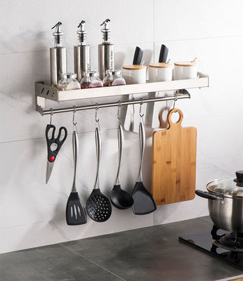 Multifunctional Wall Mounted Kitchen Shelf Stainless Steel 304 Material For Spice Storage