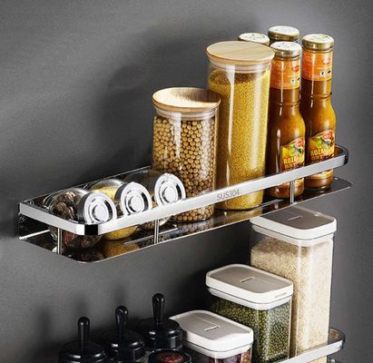 Mirror Polishing Stainless Steel Spice Rack Wall Mount For Kitchen Bathroom Balcony