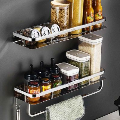 Heavy Duty Wall Mounted Kitchen Shelf With Mirror Polishing Finish CE Certified