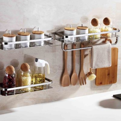 Heavy Duty Wall Mounted Kitchen Shelf With Mirror Polishing Finish CE Certified