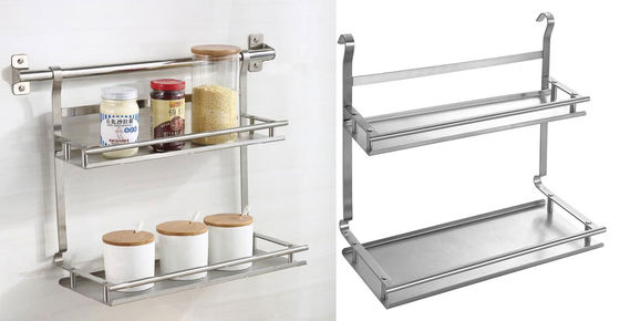 304 Stainless Steel Kitchen Spice Rack Wall Mounted With Brush Polishing Finish