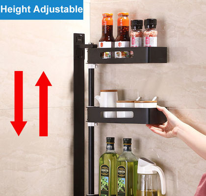 3 Tiered Wall Mounted Kitchen Storage Racks 180 Degree Rotatable For Spice Jars