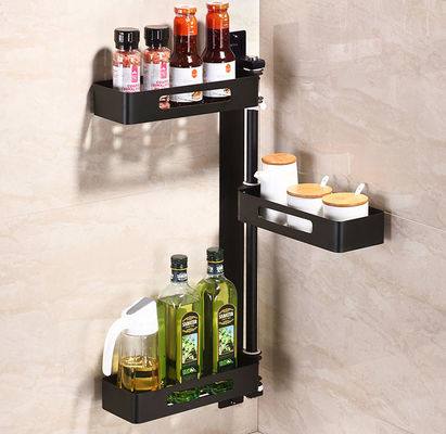 3 Tiered Wall Mounted Kitchen Storage Racks 180 Degree Rotatable For Spice Jars