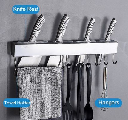 304 Stainless Steel Knife Holder , Wall Mount Knife Block With Silver Mirror Polishing