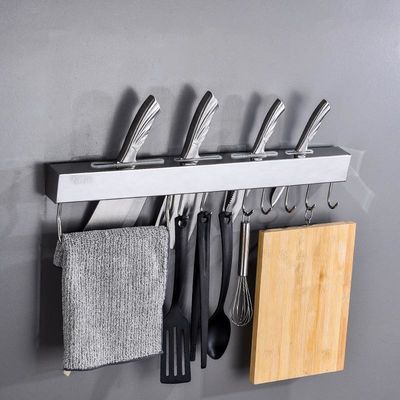 304 Stainless Steel Knife Holder , Wall Mount Knife Block With Silver Mirror Polishing