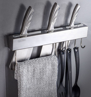 304 Stainless Steel Knife Holder , Wall Mount Knife Block With Silver Mirror Polishing