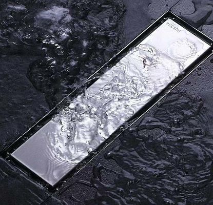 Matte Silver Shower Floor Drain Linear Rectangular Shape For Basement