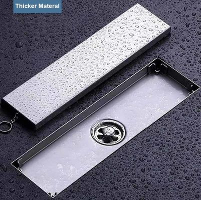 Matte Silver Shower Floor Drain Linear Rectangular Shape For Basement