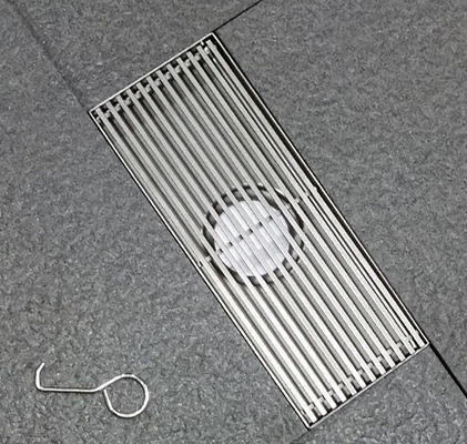 Stainless Steel Deodorant Shower Floor Drain Linear With Removable Heel Guard Grate