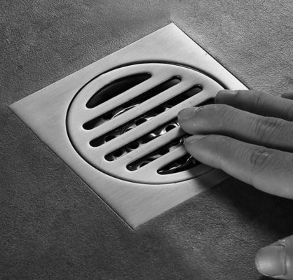 Modern 4 Inch Square Shower Drain , Stainless Steel Floor Drain Odor Proof
