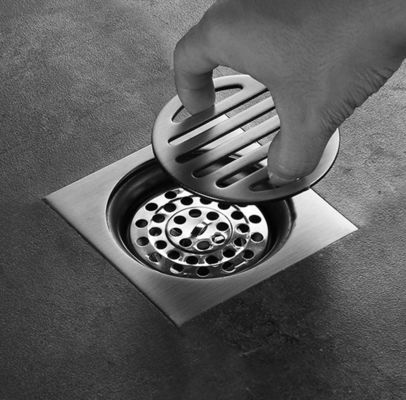 Modern 4 Inch Square Shower Drain , Stainless Steel Floor Drain Odor Proof