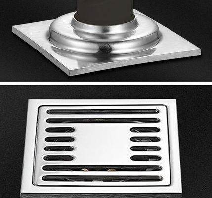 4 Inches Mirror Polished Silver Shower Floor Drain With Removable Filter Hair Sundries Cover