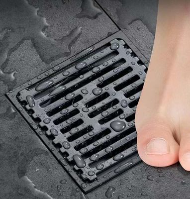 Matte Black Shower Floor Drain 4 Inch With Stainless Steel Material