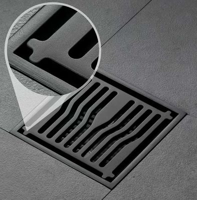 Square Bathroom Shower Floor Drain With Matte Grey Brush Nickel Color