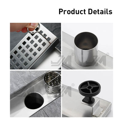 Linear 24 Inch Shower Drain , Square Floor Drain Brushed 304 Stainless Steel Material
