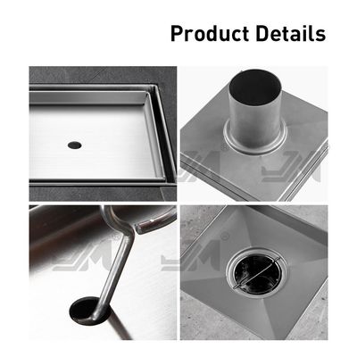 Stainless Steel 304 Shower Floor Drain Square Shape With Satin Polished Finish