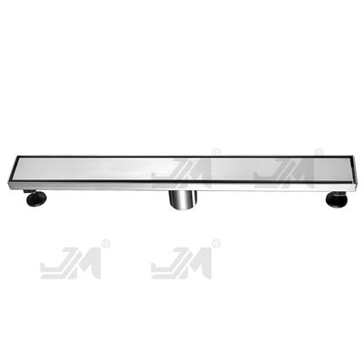 Brushed Silver Stainless Steel Shower Channel Drain With Tile Insert Grate