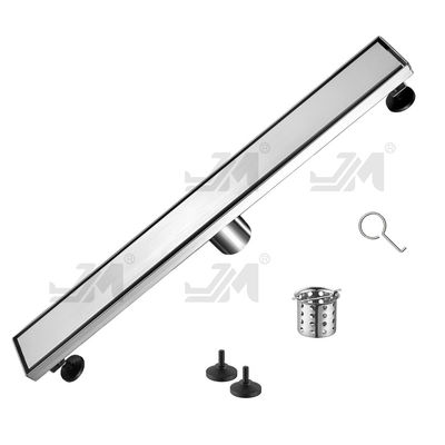 Brushed Silver Stainless Steel Shower Channel Drain With Tile Insert Grate