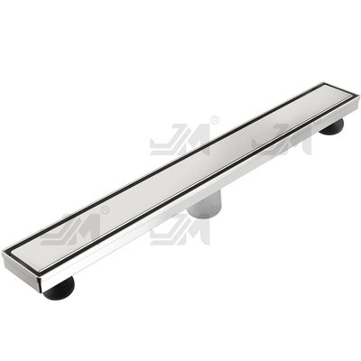 Brushed Silver Stainless Steel Shower Channel Drain With Tile Insert Grate