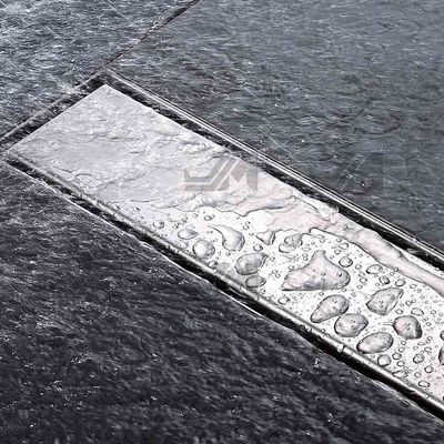 Brushed Silver Stainless Steel Shower Channel Drain With Tile Insert Grate