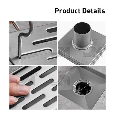 5.25 Inch Modern Square Shower Drain Stainless Steel 304 Material With Removable Grate