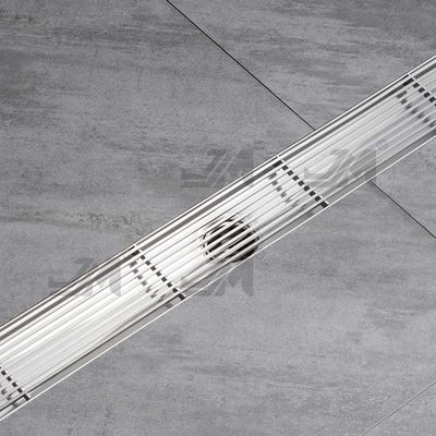 24 Inches Linear Shower Floor Drain With Removable Bars Pattern Grate