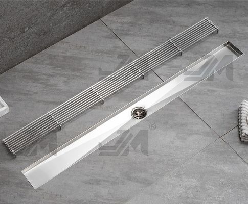 24 Inches Linear Shower Floor Drain With Removable Bars Pattern Grate