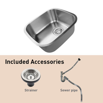 Modern Sus304 Stainless Steel Sink , Undermount Single Bowl Bar Sink 22 Gauge