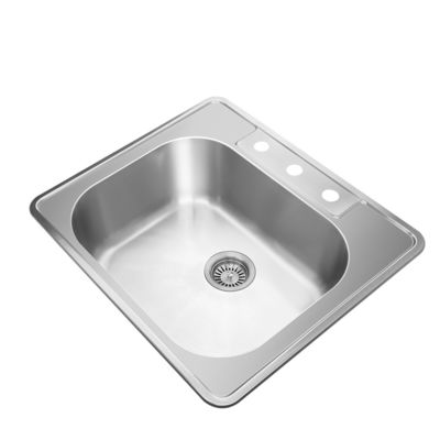 Top Mount SUS304 Single Bowl Drop In Kitchen Sink 20 Gauge With Satin Polished Finish