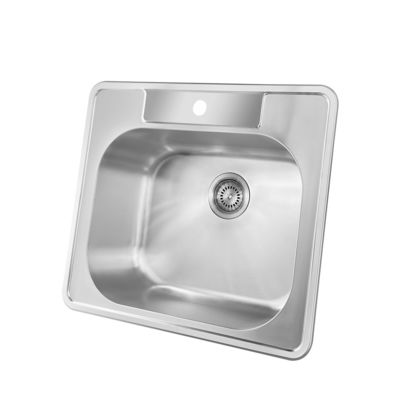 Top Mount SUS304 Single Bowl Drop In Kitchen Sink 20 Gauge With Satin Polished Finish
