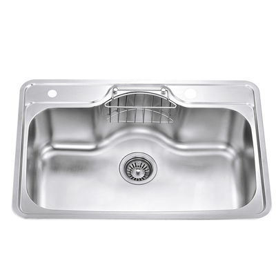 0.9mm Thick Top Mount Kitchen Sink , 20 Gauge Stainless Steel Single Basin