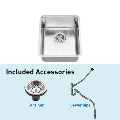 Undermount Brushed Stainless Steel Kitchen Sink Sound Dampening 14.8 X 17.2 Inch